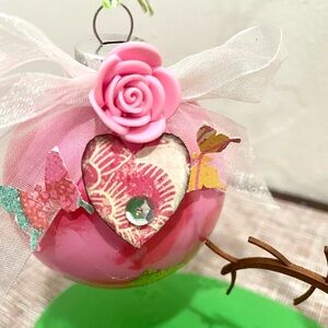 Pink valentines ornament & gift bag